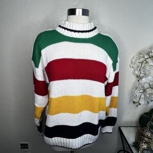 marsh landing vintage multicolor striped chunky sweater size M